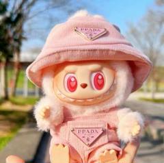 LABUBU ラブブ　ピンク 洋服 コスチューム　着せ替え服 衣装 ロゴ ぬい服