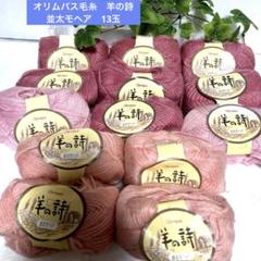 オリムパス毛糸　olmpus毛糸　羊の詩　 並太モヘア　ピンク系毛糸　13玉のサムネイル