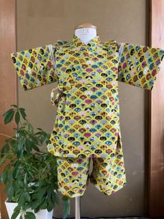ハンドメイド 扇猫柄甚平 100cm