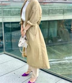 スタニングルアー　ベージュ　ライトロングブルゾン試着　春スプリングコート スタニングルアー ベージュ ライトロングブルゾン試着 春