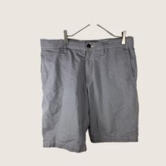 1429UNIQLOギンガムチェックハーフパンツ青白総柄Lゆったり涼しげ定番人気