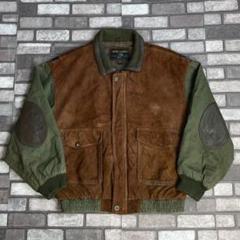 80's- suède leather pattern work jacket