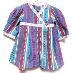 ハンドメイド　カラフルストライプ　カシュクールワンピース　キッズ