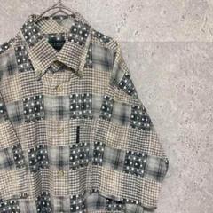 90S vintage チェック　柄シャツ　古着　半袖　メンズS 個性派