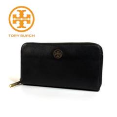 【美品】トリーバーチ レザー 長財布 小銭 カード入れ有 ブラック ゴールド金具