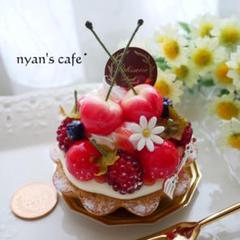 フェイクスイーツ◇さくらんぼ＆ラズベリー♡素朴可愛い♬タルト