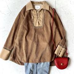 AMERI アメリ 美品 ボヘミアン調 コーデュロイ プルオーバー シャツ 茶色 AMERI アメリ 美品 ボヘミアン調 コーデュロイ プルオーバー