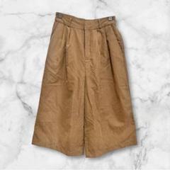 【イング】ワイドパンツ プリーツ　ブラウン　ゆったり　ウエストゴム　カジュアル