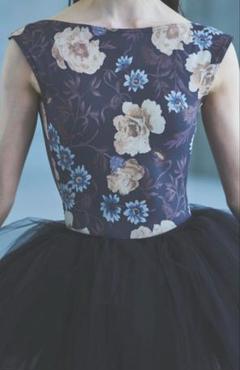 stinaレオタード完売新品S スティナold flower charcoal stina / type H half sleeve / old flower charcoal