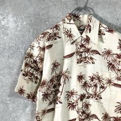 PAIKAJI　かりゆしシャツ　アロハシャツ　ベージュ　日本製　沖縄　ヤシの木