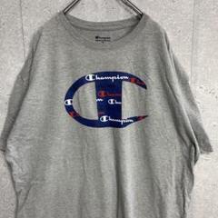 チャンピオン　ビックロゴプリント　グレー　オーバーサイズTシャツ2XL