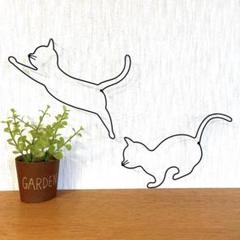 ワイヤークラフト アート 猫 ねこ 壁掛け インテリア雑貨 北欧 No,1244