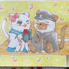 手描きイラスト 猫