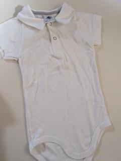 Petit Bateau ホワイトポロロンパース 6m