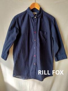 RILL FOX メンズシャツ・M・紺・七分袖