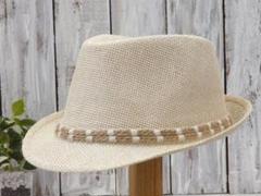 【新品】リネンベルト　ストローハット　アイボリー　男女OK　メンズ　レディース