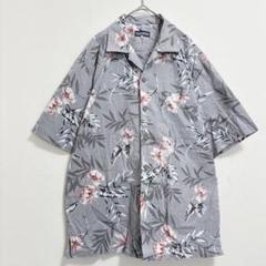 FACE mix メンズ 半袖シャツ アロハ 総柄 ヤシ 夏 リゾート 南国旅行