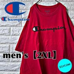 AL18【Champion】プリントTシャツ【メンズ2XL】レッド