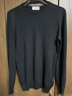 John Smedley メンズクルーネックウールニット 長袖 黒 欧州Sサイズ