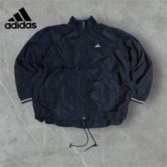 【I74】90s adidasナイロンジャケットドローコード付ブラック首袖リブ