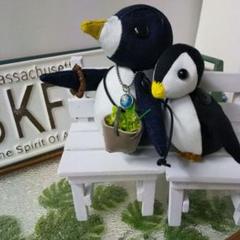 Z7.124❤️デニムリメイク ペンギン デニムぬいぐるみ レジンペンダント