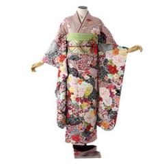 成人式 華やかな花柄振袖 赤黒 - メルカリ