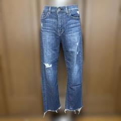 UNIQLO JEANS ダメージ加工ストレートデニム 股下短め