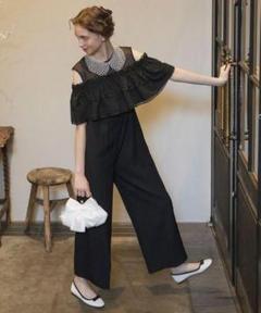 【新品】BONLECILL noir フリルギャザーパンツドレス 結婚式 食事会 BONLECILL noir パンツドレス 「BONLECILL noir」3way フリル