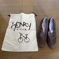 HENRY CUIR アンリークイールオーストリッチフラットシューズ24cm