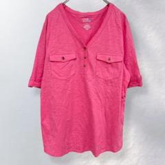 クラフトアンドバロー 半袖カットソー ハーフボタン ポケット Vネック ラフ L