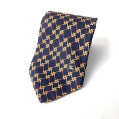 1119 Burberry バーバリー　英国製　総柄　シルク　ネクタイ　紺