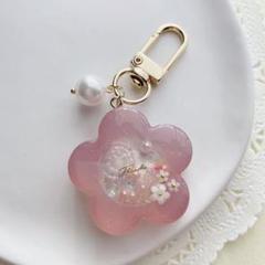 花 キーホルダー オイル入り シェイカー シャカシャカ ハンドメイド レジン