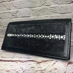 美品 エイ革 ガルーシャ スティングレイ 本革 レザー 長財布 ブラック