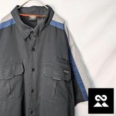 Harley-Davidson　USAワークシャツ　オーバーサイズ　青ストライプ