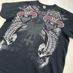 レギュラー古着！Salvation ゴシック スカル プリンTシャツ ブラック