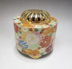 九谷焼 赤絵金彩 龍文 菓子皿 時代箱付 V R6558