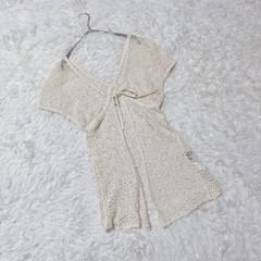 【Livre daire】メッシュニットカーディガン (M) 透かし編み