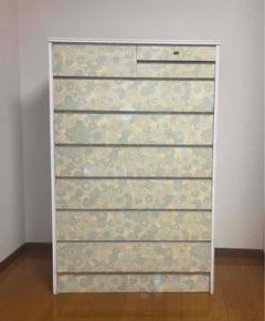 【昭和レトロ】　花柄チェスト　5段チェスト 昭和レトロ 花柄 バラ柄 木製チェスト 5段タンス 飾り棚 古家具