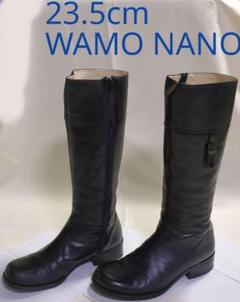 黒のロングブーツ、WANO NANO ワノナノ WANONANO *スクエアトゥレザーロングブーツ 23