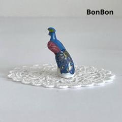 孔雀⑦ フェーブ　フェーヴ　フランス　陶器　ミニチュア　置物　鳥