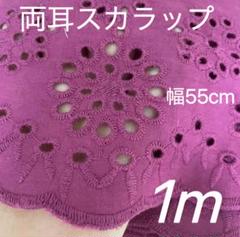 55cm幅 花柄　刺繍 コットンレース 長さ1m　両耳　スカラップ