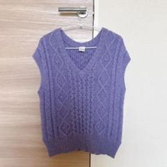 fig London - 専用　ニットベスト Fig London ベロア ベスト ブラック（透かし編みリボン