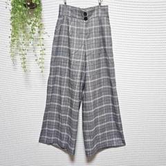 ☆ INGNI (M) チェック ワイド パンツ グレー ウエストゴム