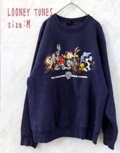 90s ルーニーテューンズ スウェット トレーナー XL 紺 全員集合 5979 90's ルーニーテューンズ スウェット トレーナー XL 紺 ネイビー