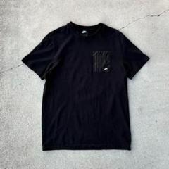 美品 NIKEナイキ ジップ胸ポケットTシャツ半袖 ポケT メンズM 黒ブラック