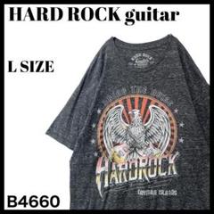 古着 ハードロックギター ギター イーグル プリント Tシャツ グレー Lサイズ