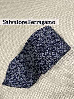Salvatore Ferragamo ネクタイ ネイビー 幾何学模様