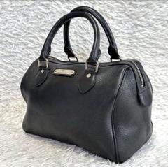 ラルフローレン ミニボストンバッグ レザー シボ革 ロゴプレート