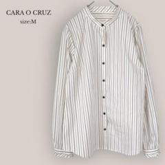 【キャラオクルス】CARA O CRUZ ストライプシャツ　バンドカラー　長袖