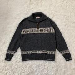 マックレガー　ハーフジップセーター　ニット　ノルディック柄　ウール混　シルク　M